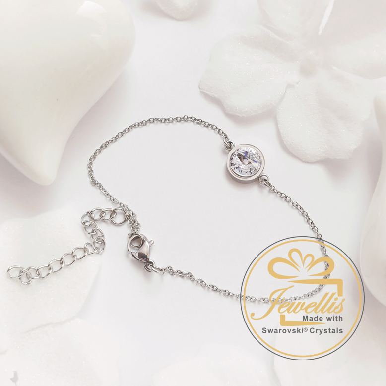 Ocelový náramek Rivoli s krystalem Swarovski - Rose