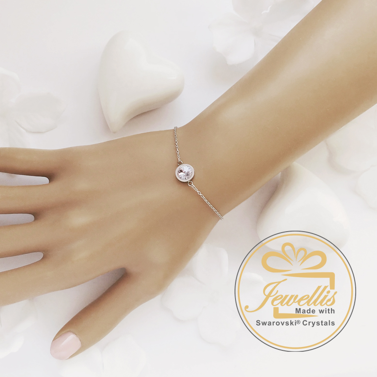 Ocelový náramek Rivoli s krystalem Swarovski - Rose