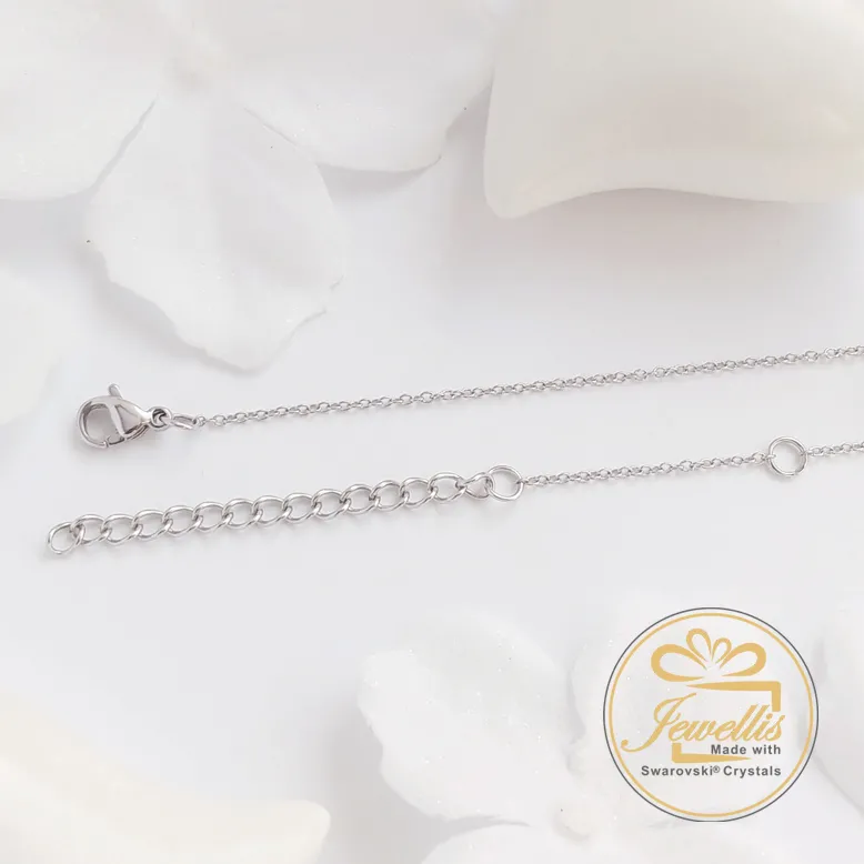 Ocelový náhrdelník konstelace ve znamení zvěrokruhu beran s krystalem měsíce Březen Swarovski - Aquamarine