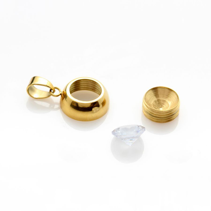 Ocelový pozlacený náhrdelník Gold Chaton Change-N-Go s krystalem Swarovski 8mm - Crystal F