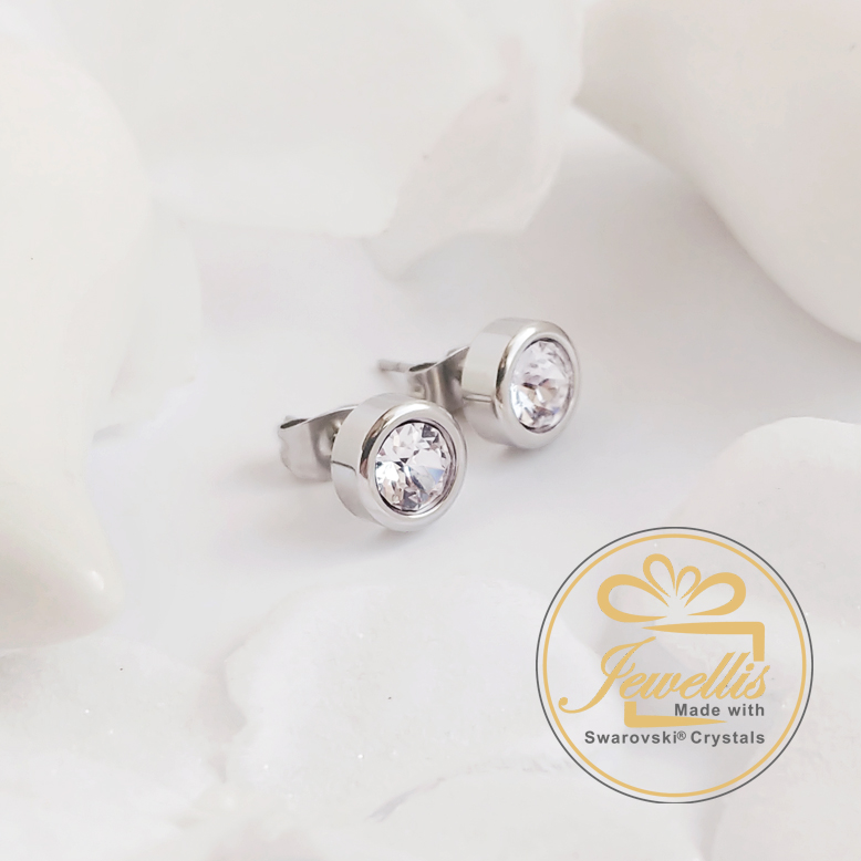 Ocelový minimalistický set s krystaly Swarovski - Majestic Blue