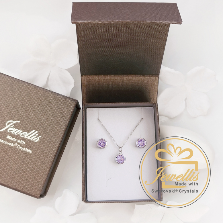 Ocelový minimalistický set s krystaly Swarovski - Fern Green
