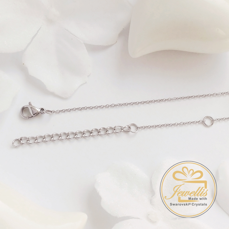 Ocelový minimalistický set s krystaly Swarovski - Fern Green