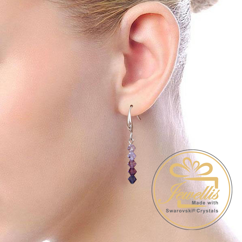 Ocelové náušnice háčky Azure Blue Tones s krystaly Swarovski