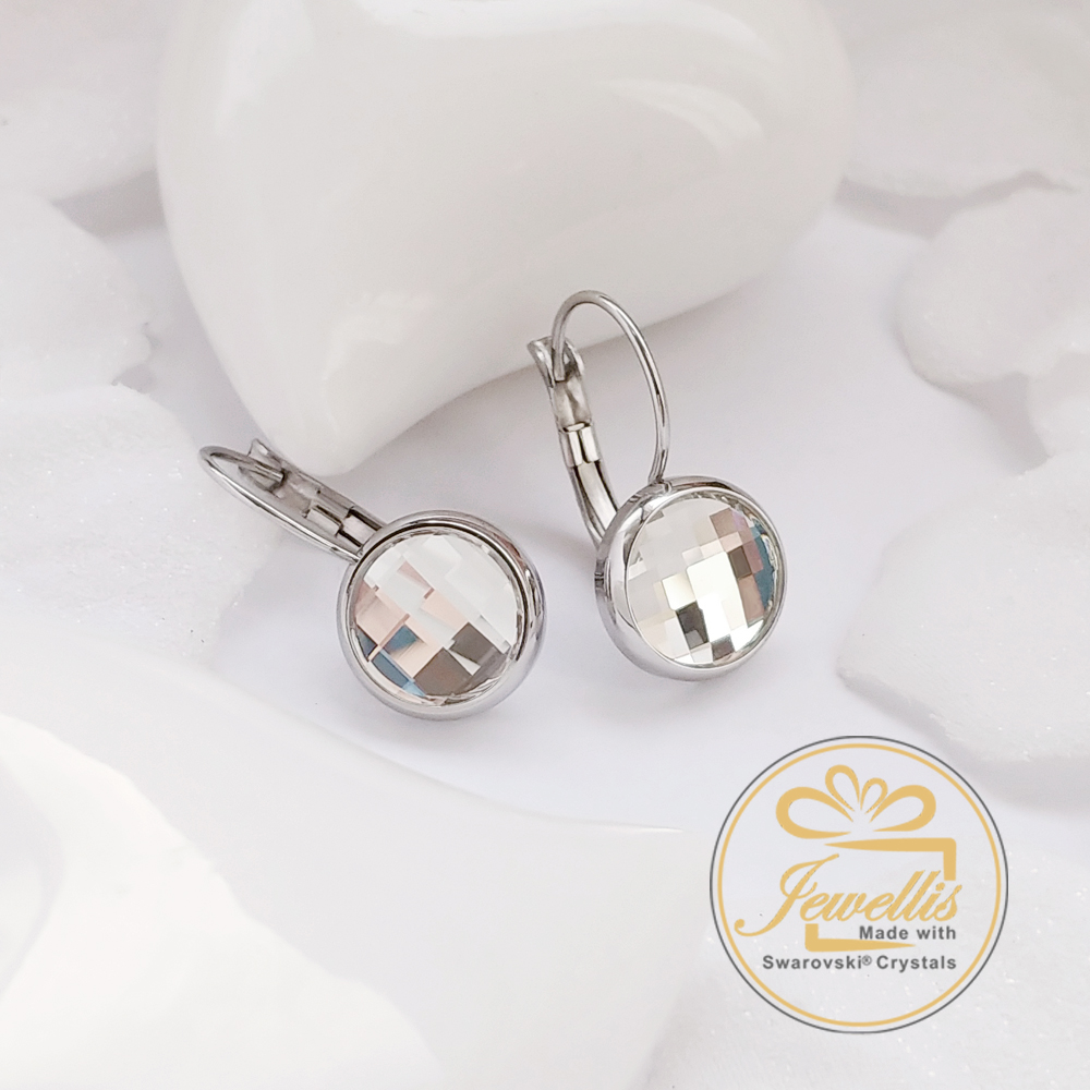 Ocelový set Chessboard s krystaly Swarovski - Peridot