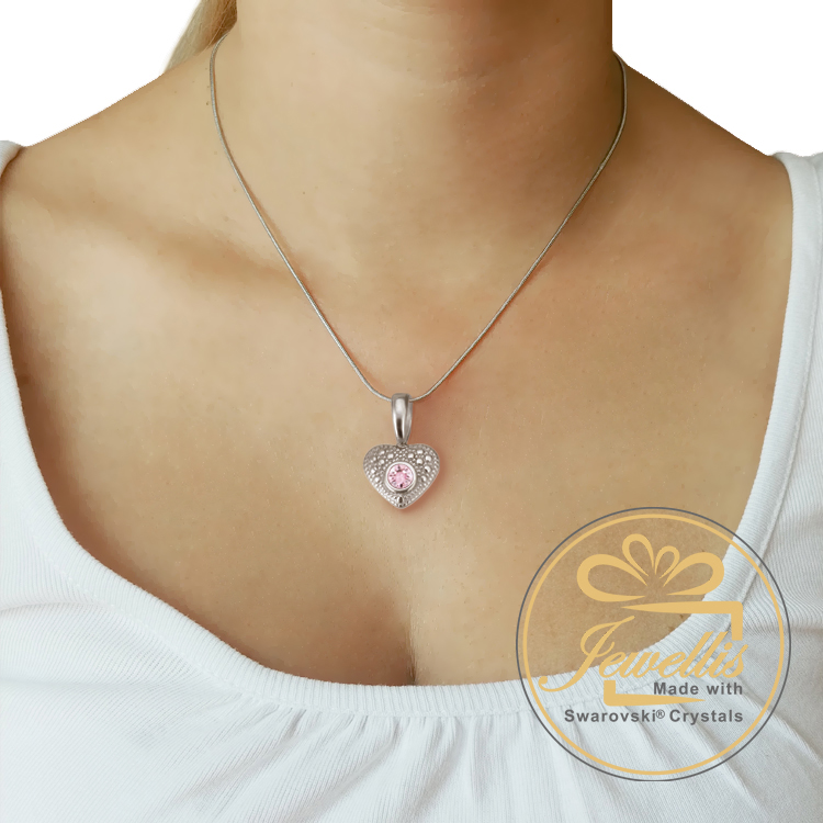 Ocelový náhrdelník ve tvaru srdce Antique Heart s krystalem Swarovski - Crystal F