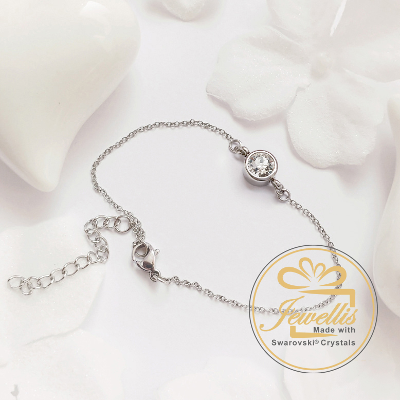 Ocelový náramek Chaton Deluxe s krystaly Swarovski - Amethyst