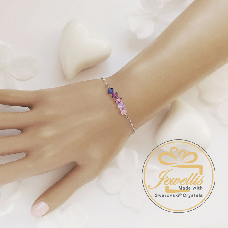 Ocelový korálkový náramek Bicones s krystaly Swarovski - Tanzanite