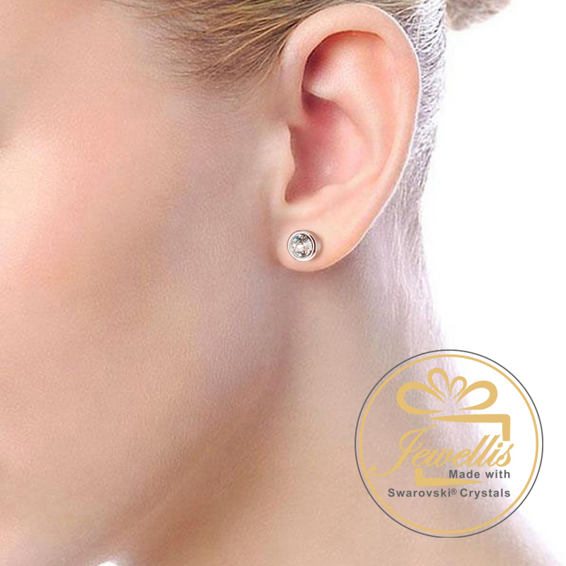 Ocelové náušnice pecky s krystaly Swarovski - Graphite