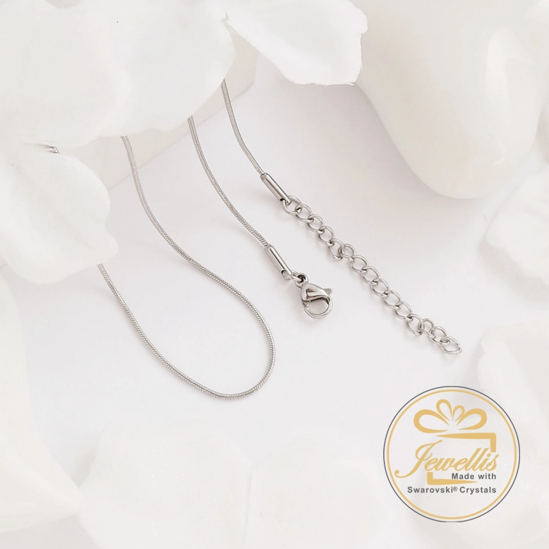 Ocelový set Pavé - visací náušnice háčky a náhrdelník s krystaly Swarovski - Crystal AB