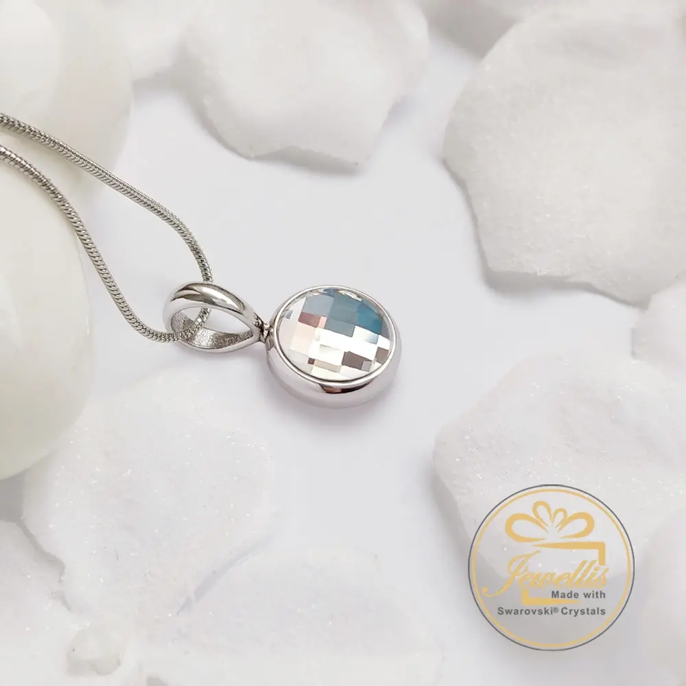 Ocelový náhrdelník Chessboard s krystalem Swarovski - Jet