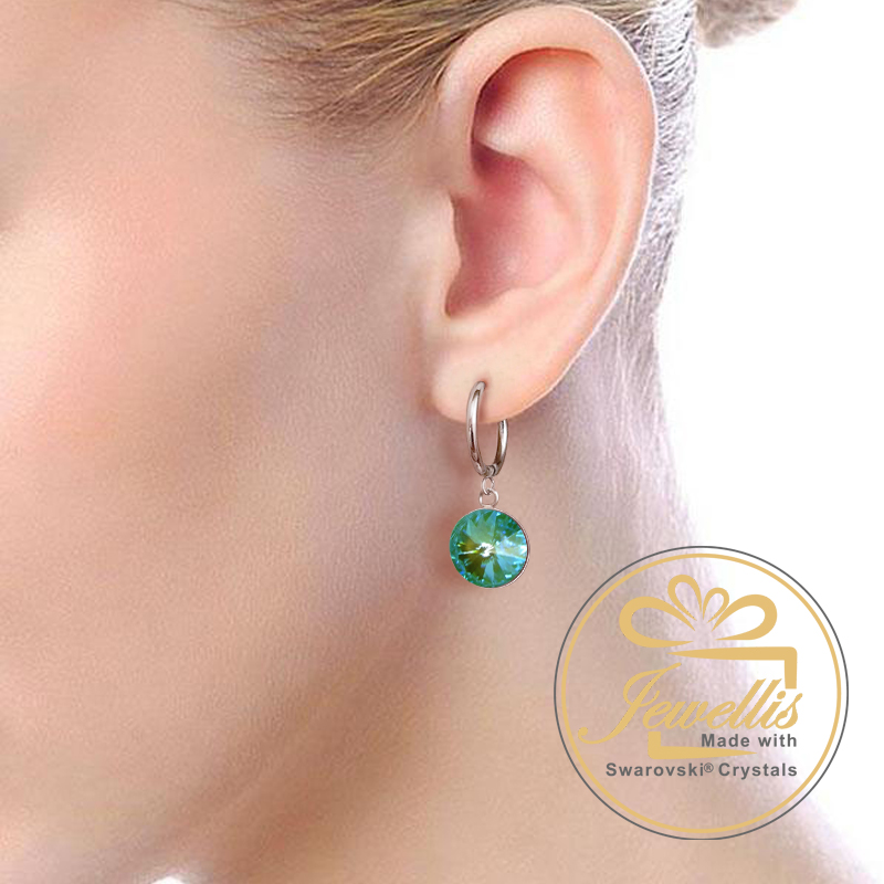 Ocelové visací náušnice kroužky s krystaly Rivoli Swarovski - Ocean Delite