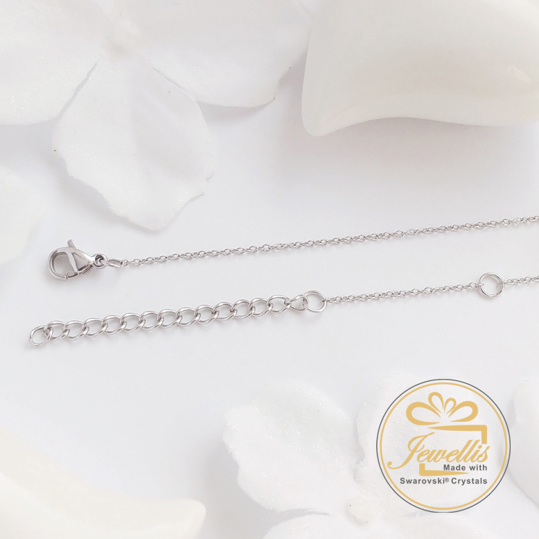 3-dílná ocelová sada Chaton Deluxe - náramek, náhrdelník a náušnice kruhy s krystaly Swarovski - Light Grey Delite