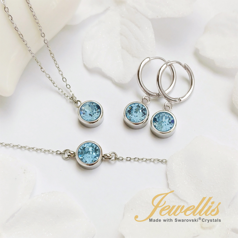 Ocelový náramek Chaton Deluxe s krystaly Swarovski - Caribbean Blue Opal