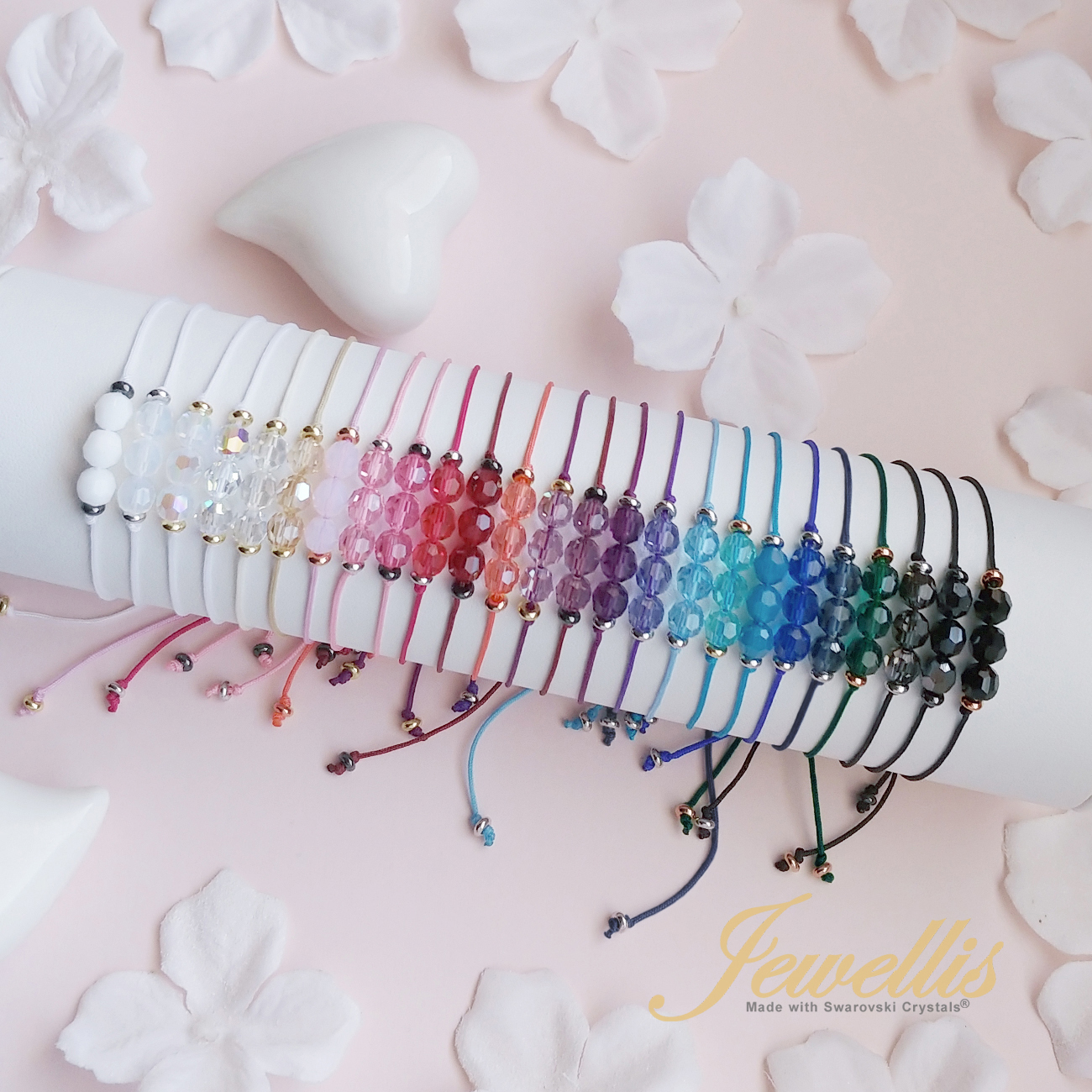 Šnůrkový náramek Vibes s korálky Swarovski 