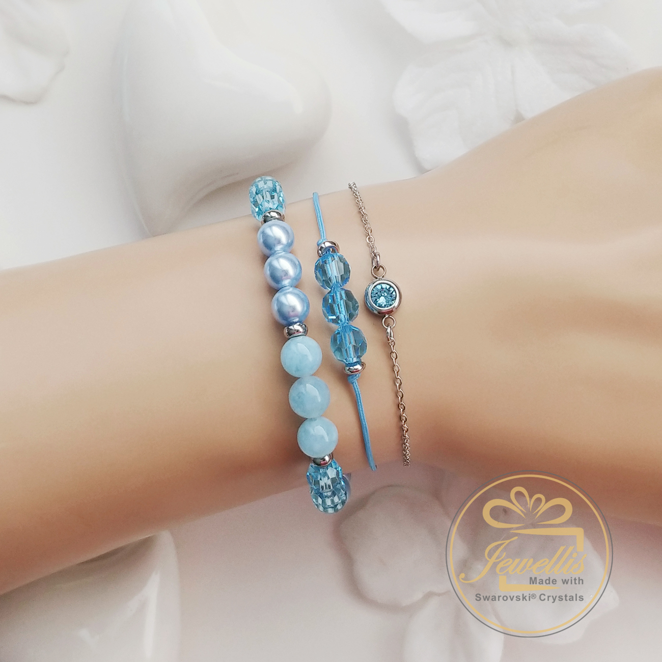 Šnůrkový náramek Vibes s korálky Swarovski 