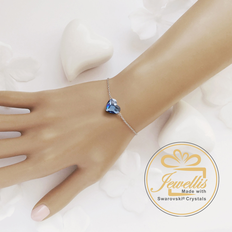 Ocelový náramek Flatback Heart s krystalem ve tvaru srdce Swarovski - Crystal Golden Shadow