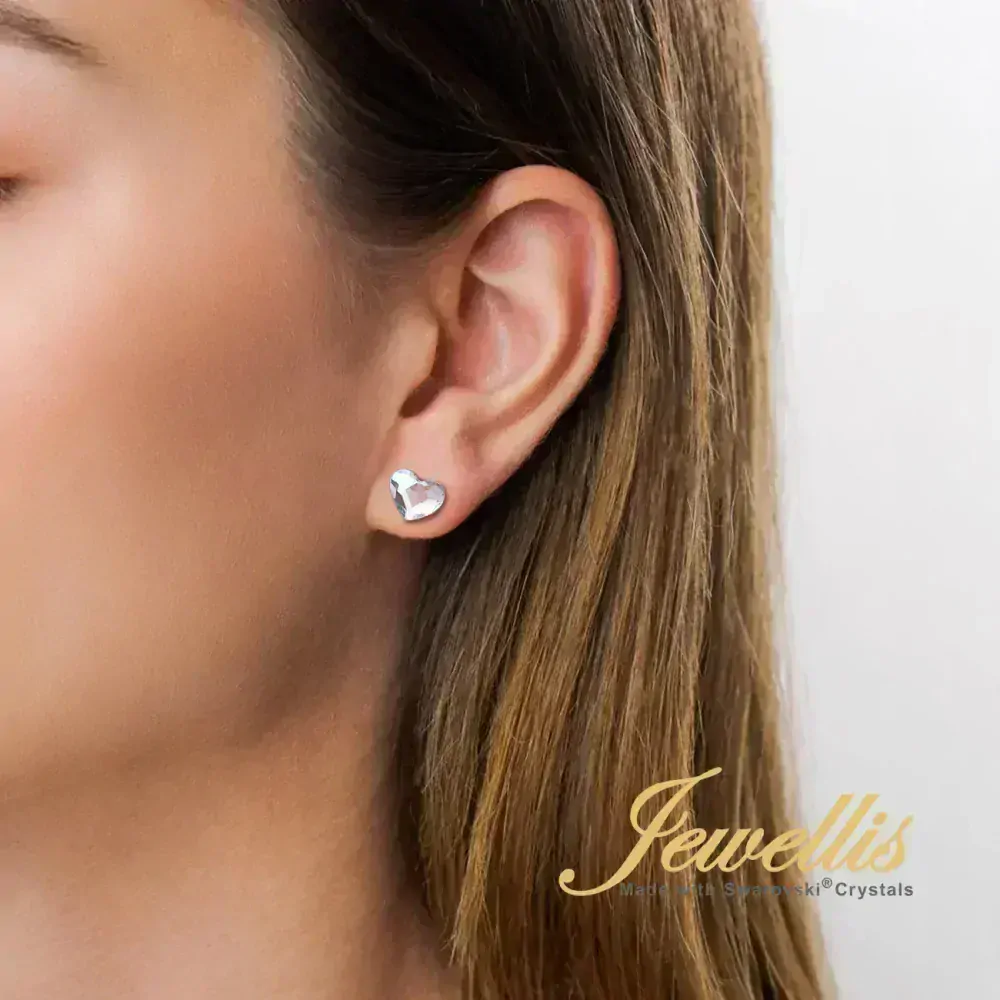 Ocelová 3-dílná sada - náhrdelník, náramek a náušnice Flatback Heart s krystaly ve tvaru srdce Swarovski - Light Siam