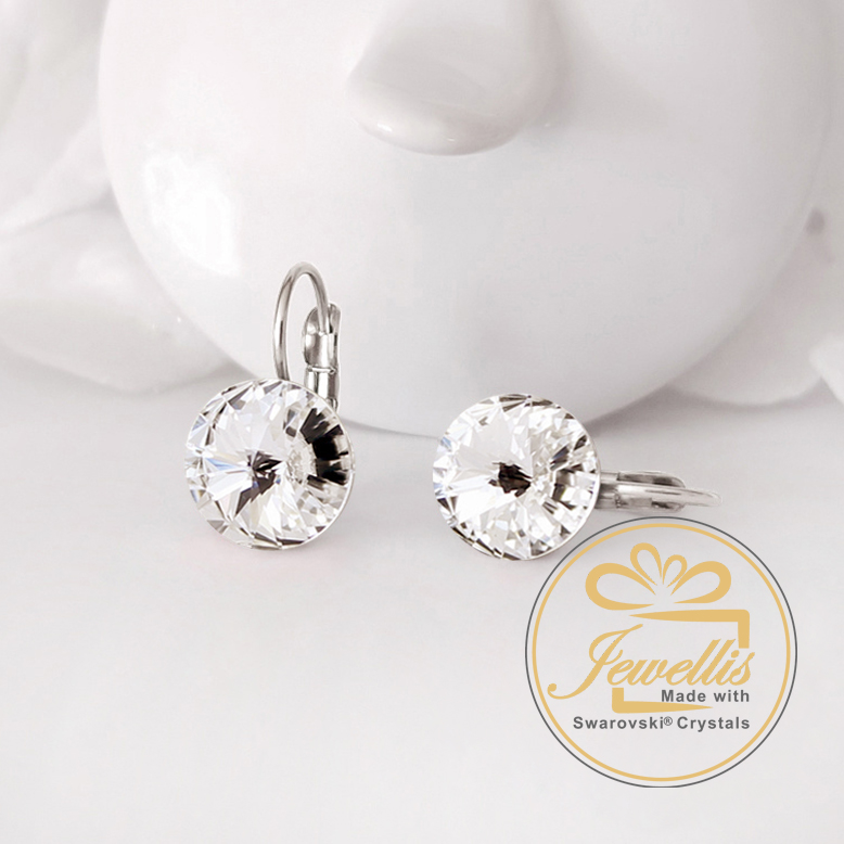 3-dílný ocelový set Rivoli - náramek, náhrdelník a náušnice klapky s krystaly Swarovski - Tanzanite