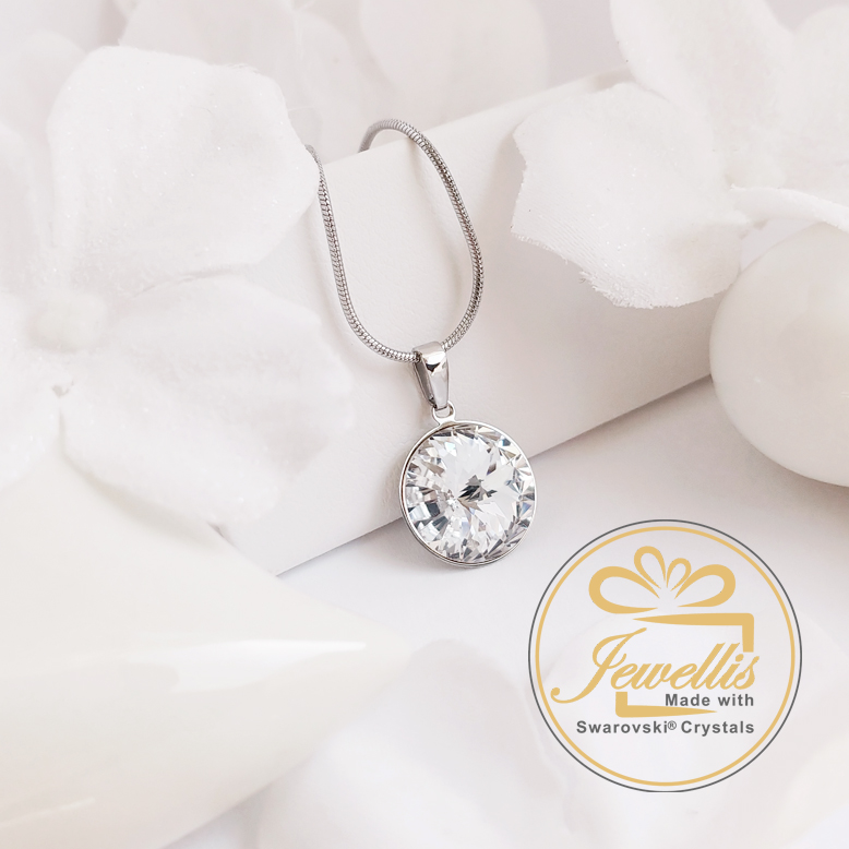 3-dílný ocelový set Rivoli - náramek, náhrdelník a náušnice klapky s krystaly Swarovski - Tanzanite