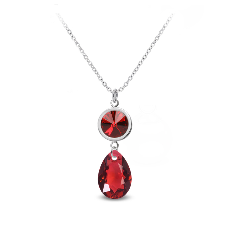 Ocelový náhrdelník ve tvaru kapky s krystaly Swarovski - Scarlet