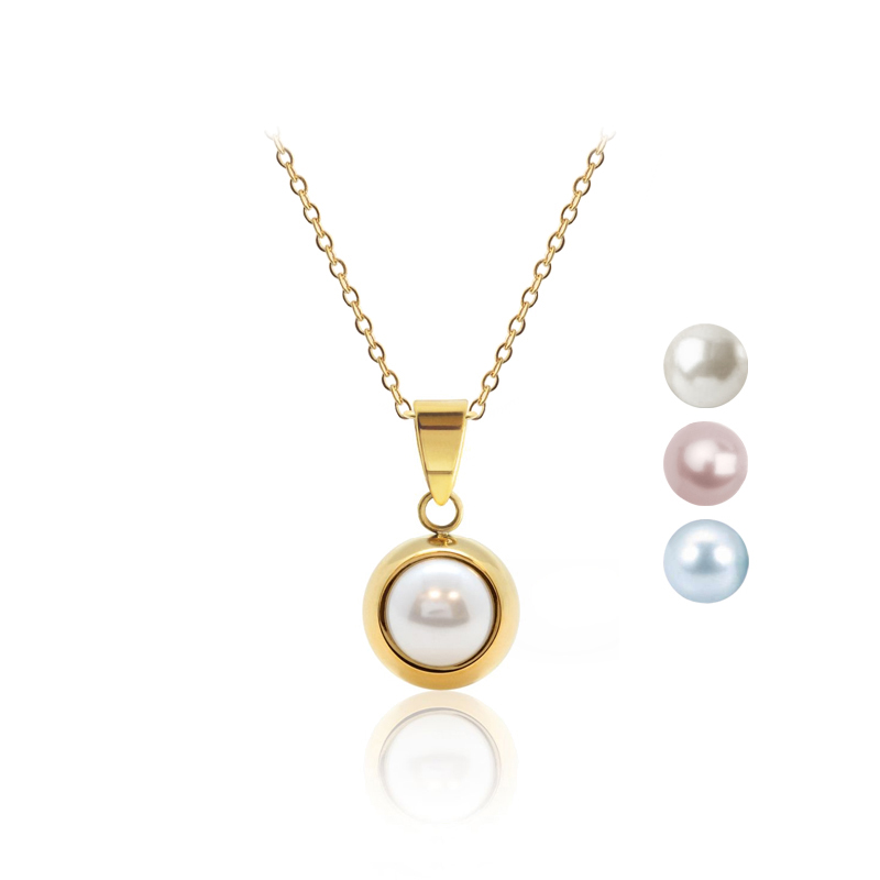 Ocelový pozlacený náhrdelník Pearl Change-N-Go s perlou Swarovski 6mm - 3 v 1 na výměnu