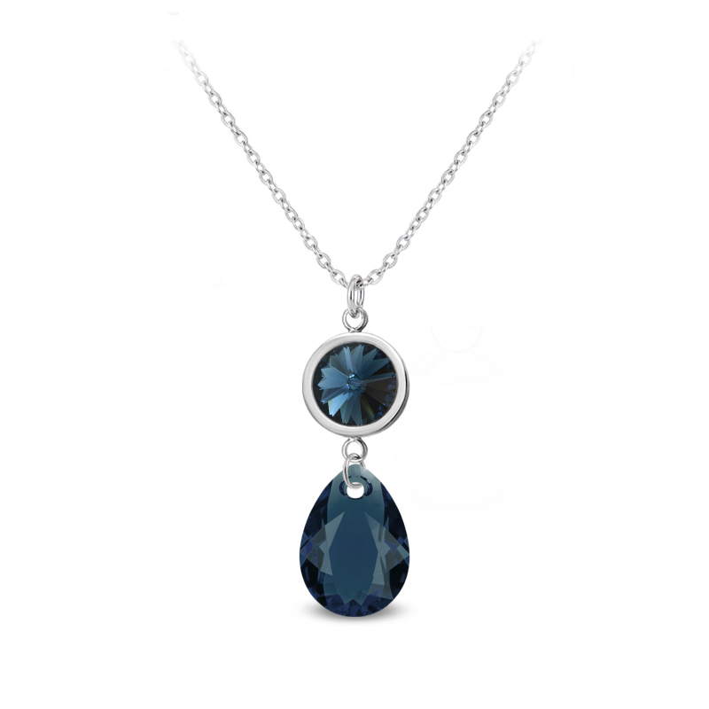 Ocelový náhrdelník ve tvaru kapky s krystaly Swarovski - Montana