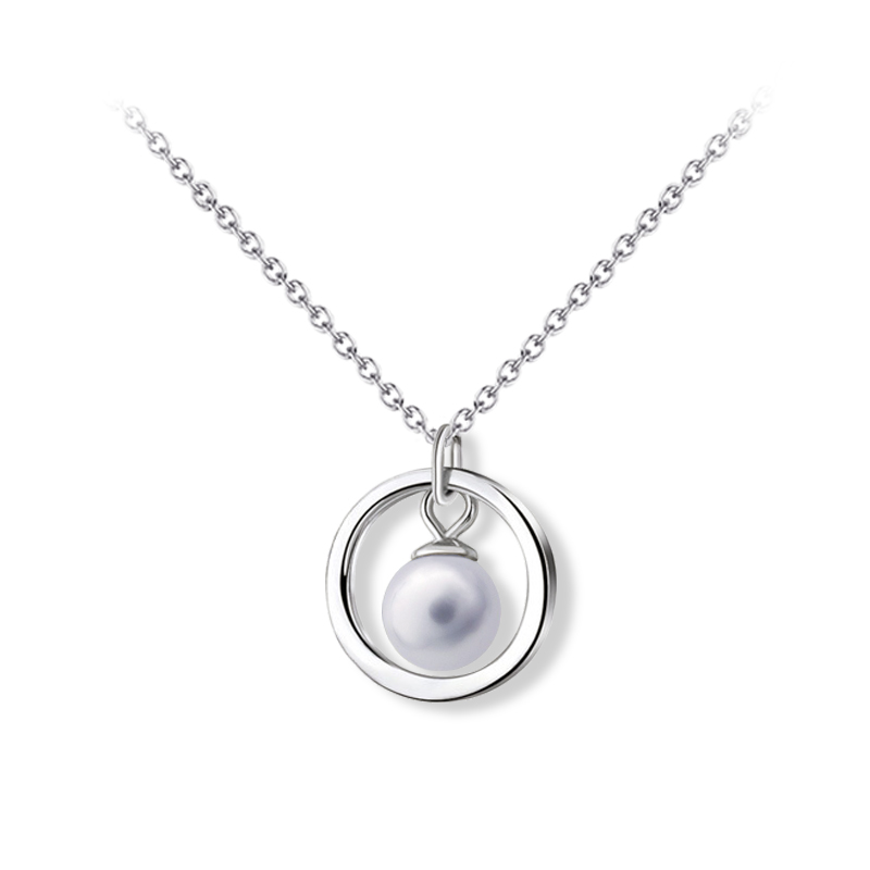Ocelový náhrdelník ve tvaru kruhu s perlou Swarovski - Lavender