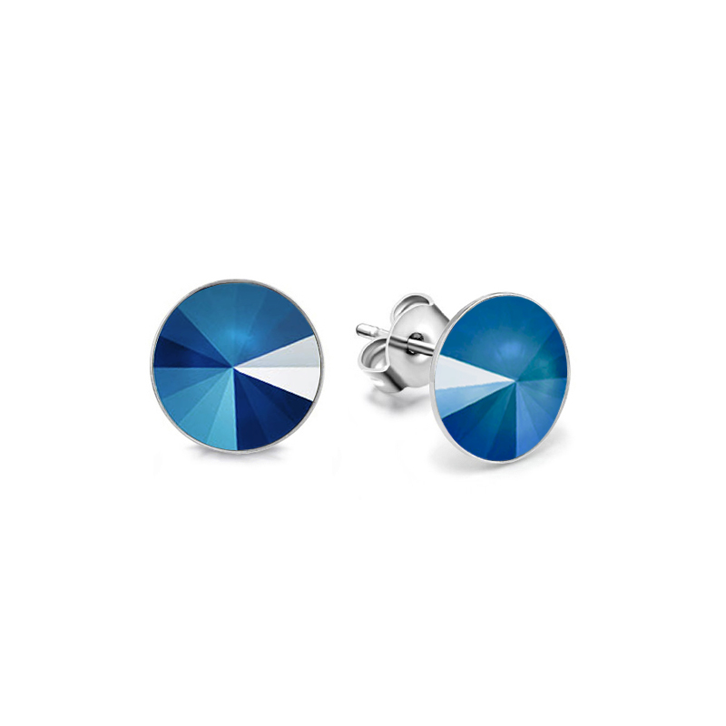 Ocelové náušnice pecky Pastel Rivoli s krystaly Swarovski 10mm - Royal Blue
