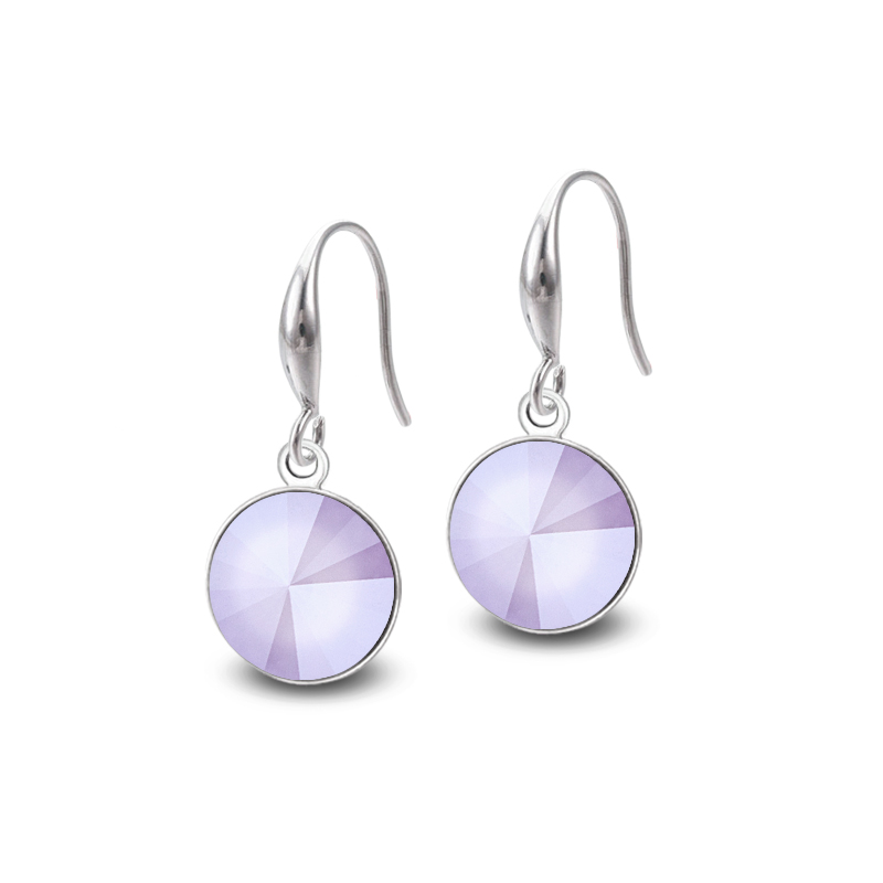 Ocelové náušnice háčky Drop Pastel Rivoli s krystaly Swarovski - Lilac