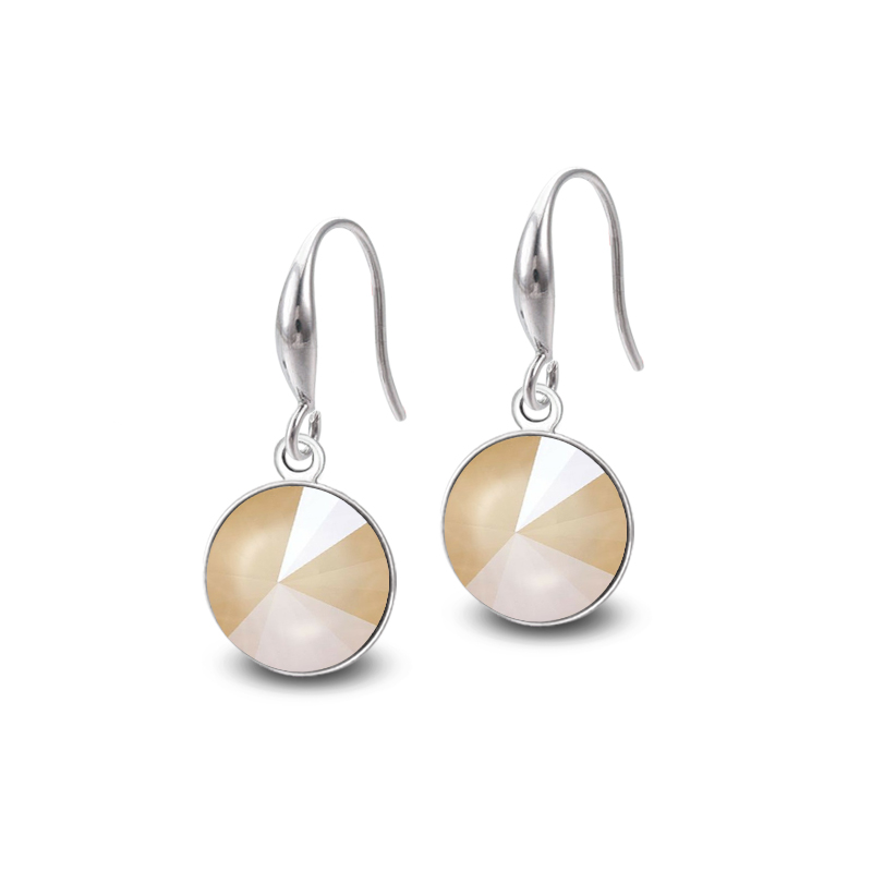 Ocelové náušnice háčky Drop Pastel Rivoli s krystaly Swarovski - Ivory Cream