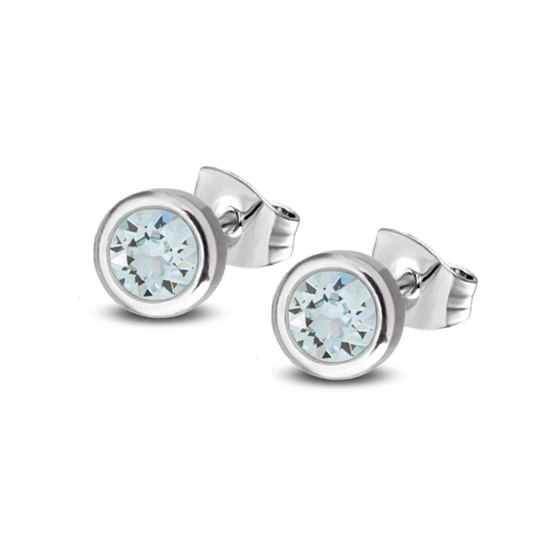 Ocelové náušnice pecky s krystaly Swarovski - Light Azore
