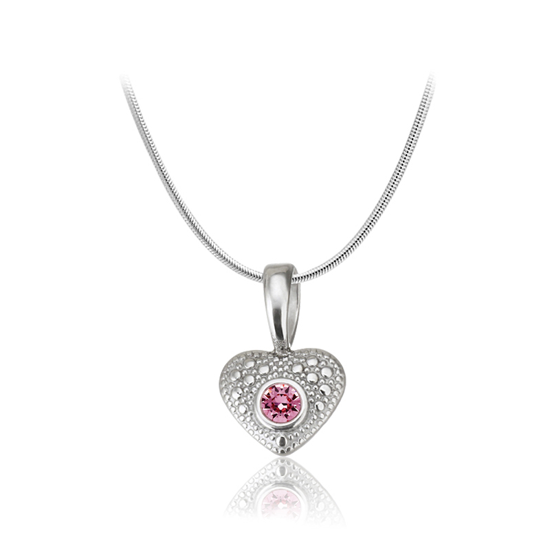 Ocelový náhrdelník ve tvaru srdce Antique Heart s krystalem Swarovski - Rose