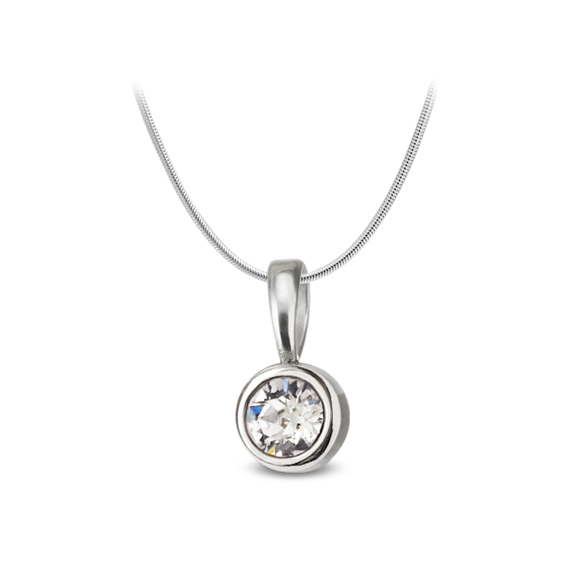 Ocelový náhrdelník Chaton Deluxe s krystalem Swarovski - Crystal F