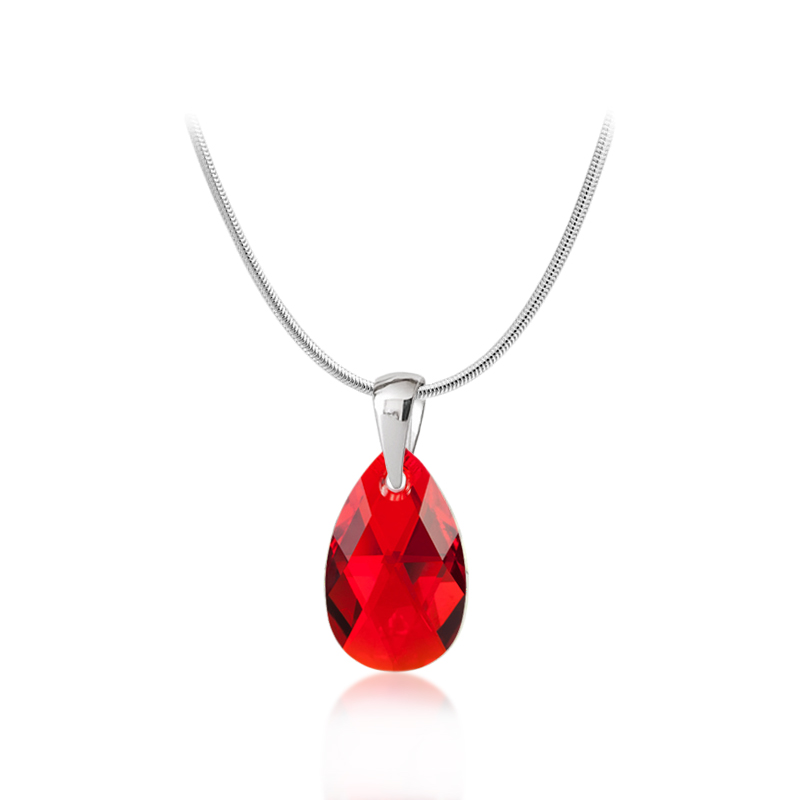 Ocelový náhrdelník ve tvaru kapky s krystalem Swarovski - Light Siam AB