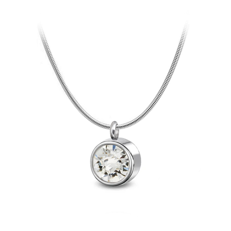 Ocelový náhrdelník Hook Ice s krystalem měsíce Duben Swarovski - Crystal F