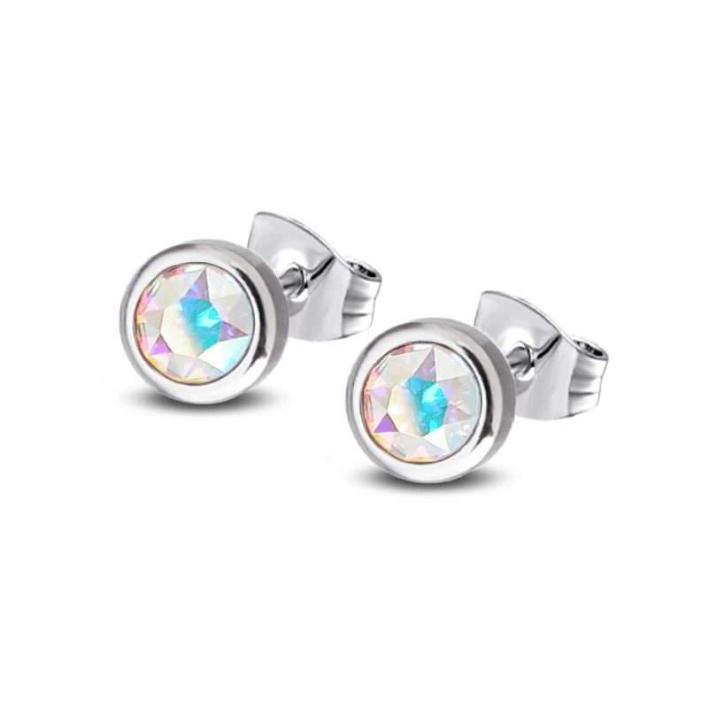 Ocelové náušnice pecky Deluxe s krystaly Swarovski - Crystal AB