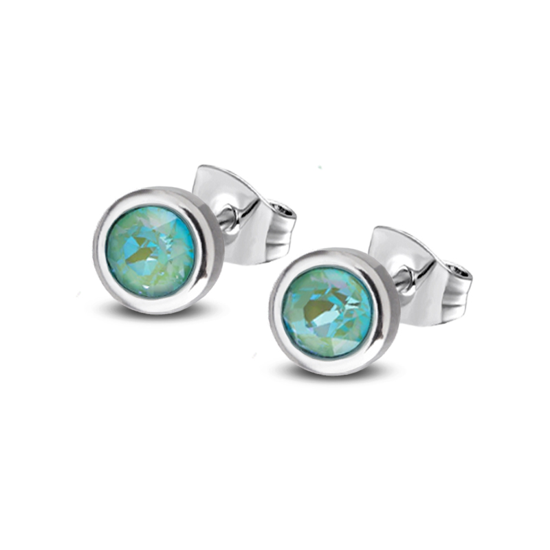 Ocelové náušnice pecky s krystaly Swarovski - Silky Sage Delite