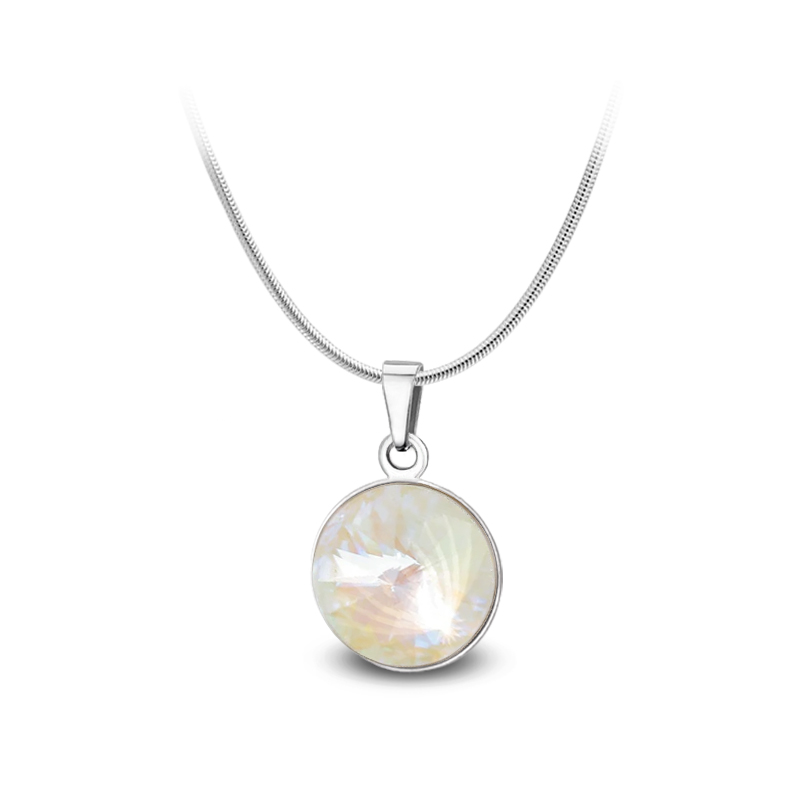 Ocelový náhrdelník s krystalem Rivoli Swarovski - Light Grey Delite
