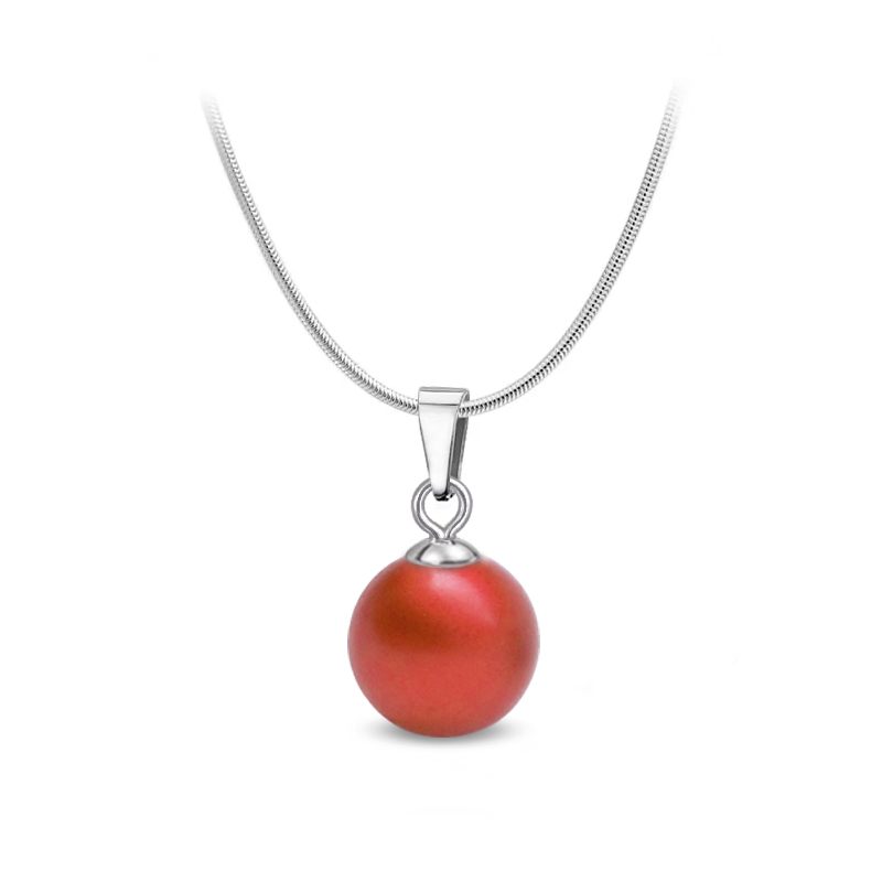 Ocelový perlový náhrdelník s perlou Swarovski - Iridescent Rouge
