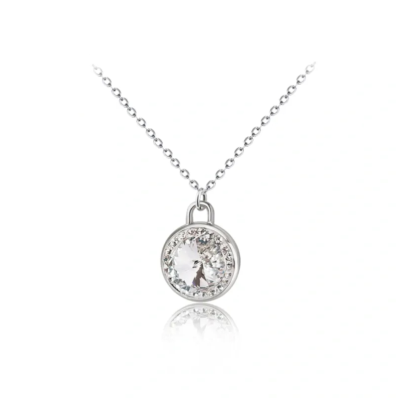 Ocelový náhrdelník Rivoli Round Pavé s krystaly Swarovski - Crystal F