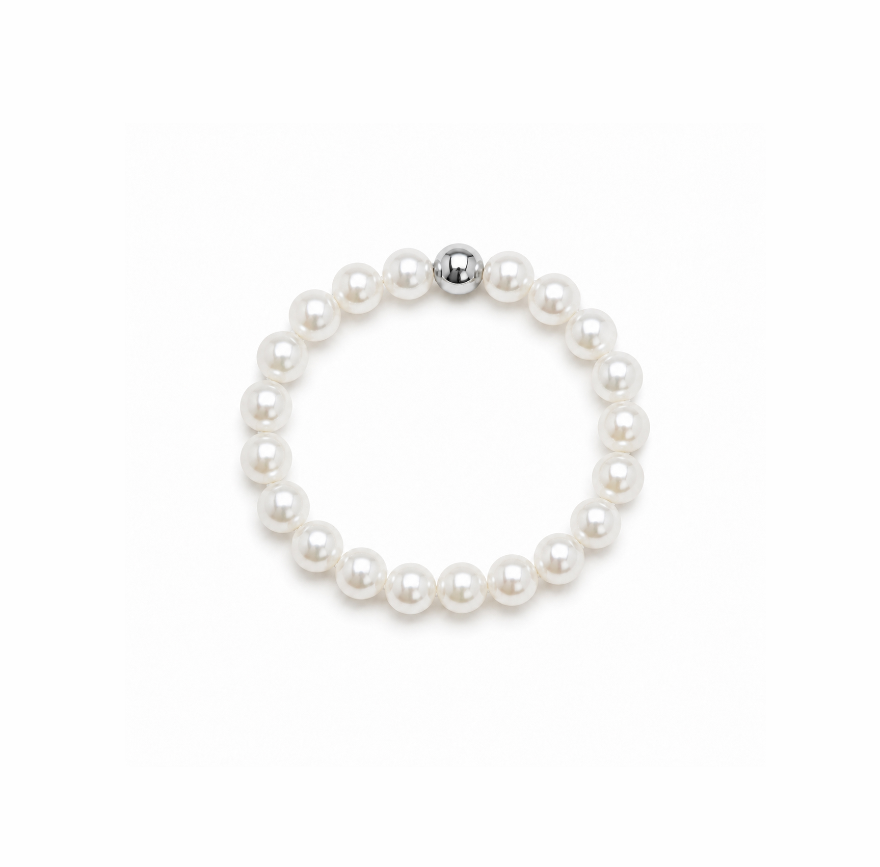 Ocelový perlový prsten Bella Pearl s bílými perlami Swarovski 3mm - leštěná ocel