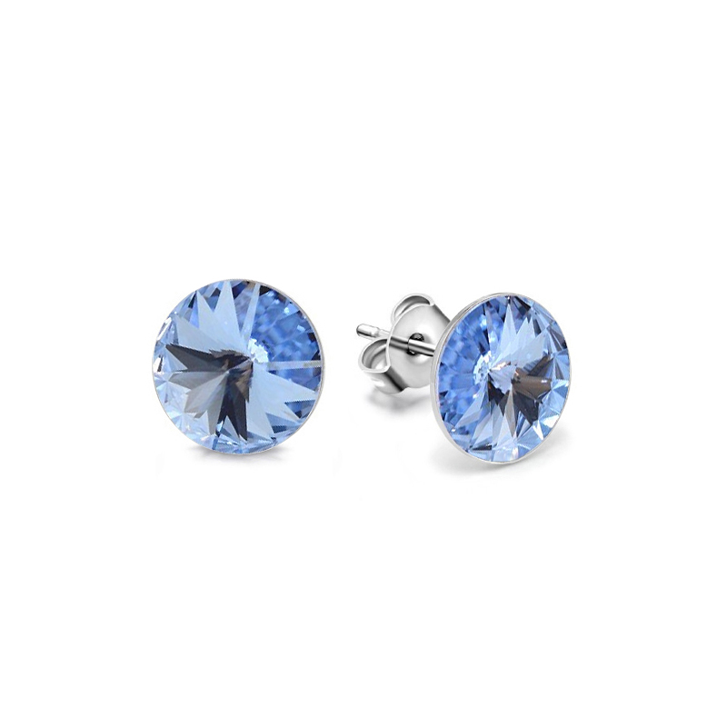 Ocelové náušnice pecky s krystaly Rivoli Swarovski 10mm - Light Sapphire