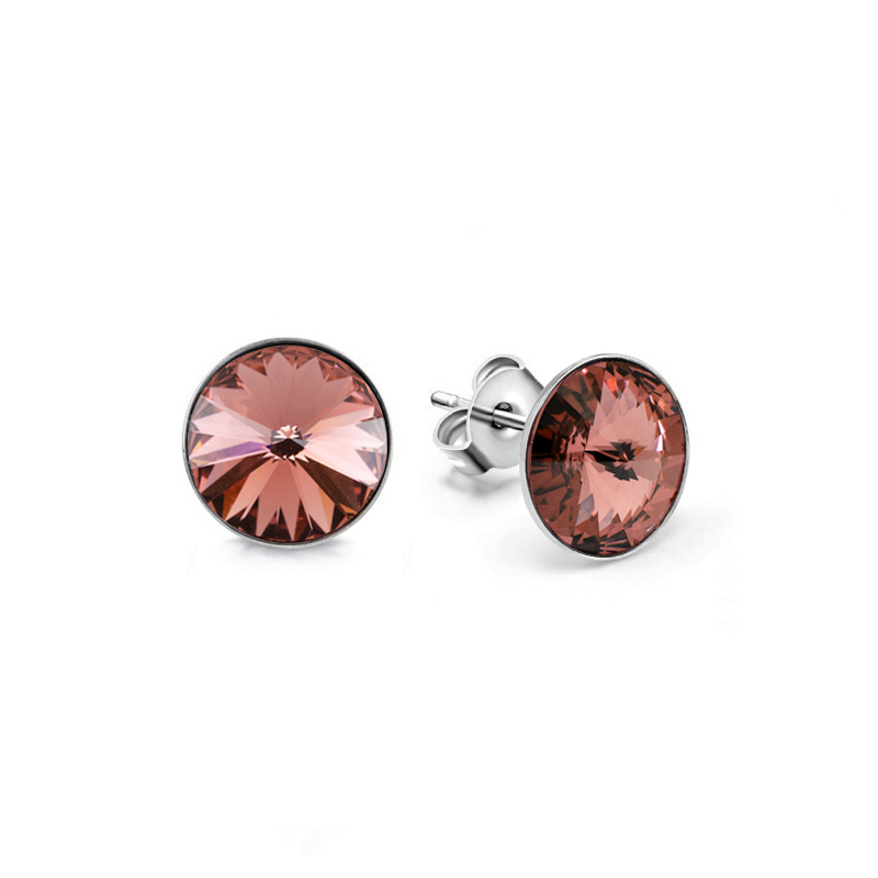 Ocelové náušnice pecky s krystaly Rivoli Swarovski 10mm - Blush Rose