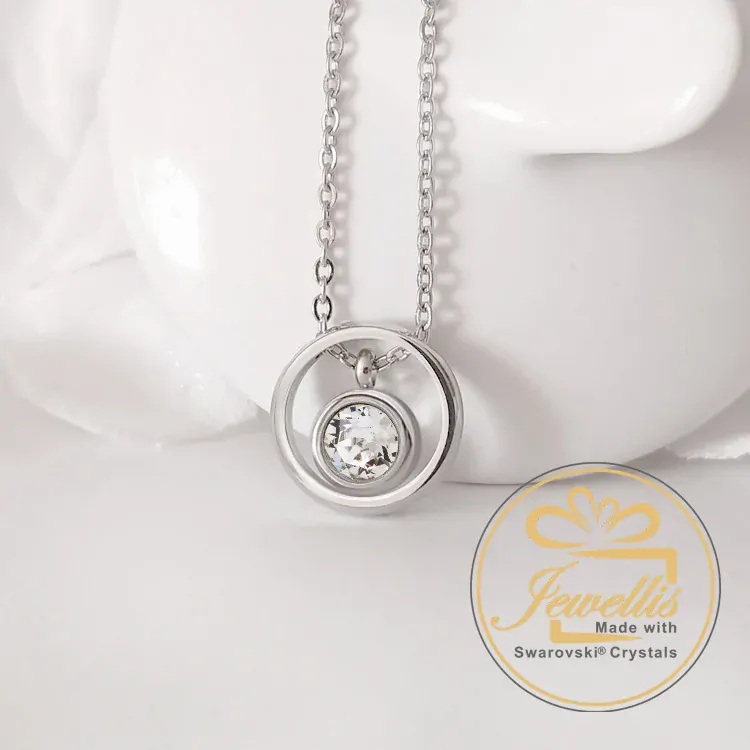Ocelový náhrdelník ve tvaru kruhu s krystalem Swarovski - Crystal F