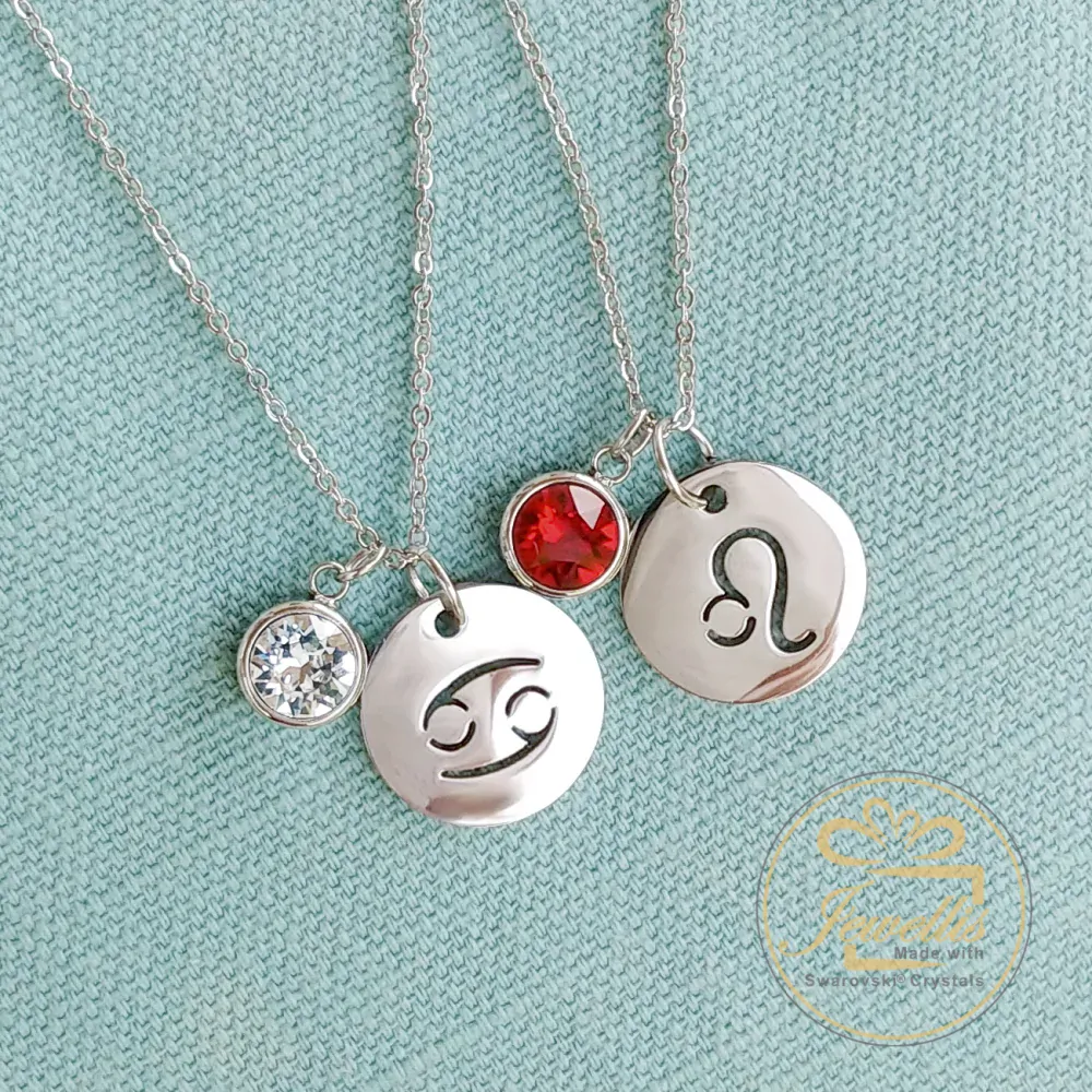 Ocelový náhrdelník konstelace ve znamení zvěrokruhu beran s krystalem Swarovski - Crystal F