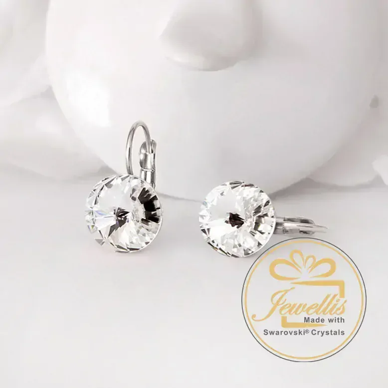 Ocelové visací náušnice s krystaly Rivoli Swarovski - Crystal F