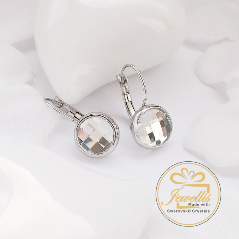 Ocelové náušnice na klapky Chessboard s krystaly Swarovski - Crystal Golden Shadow