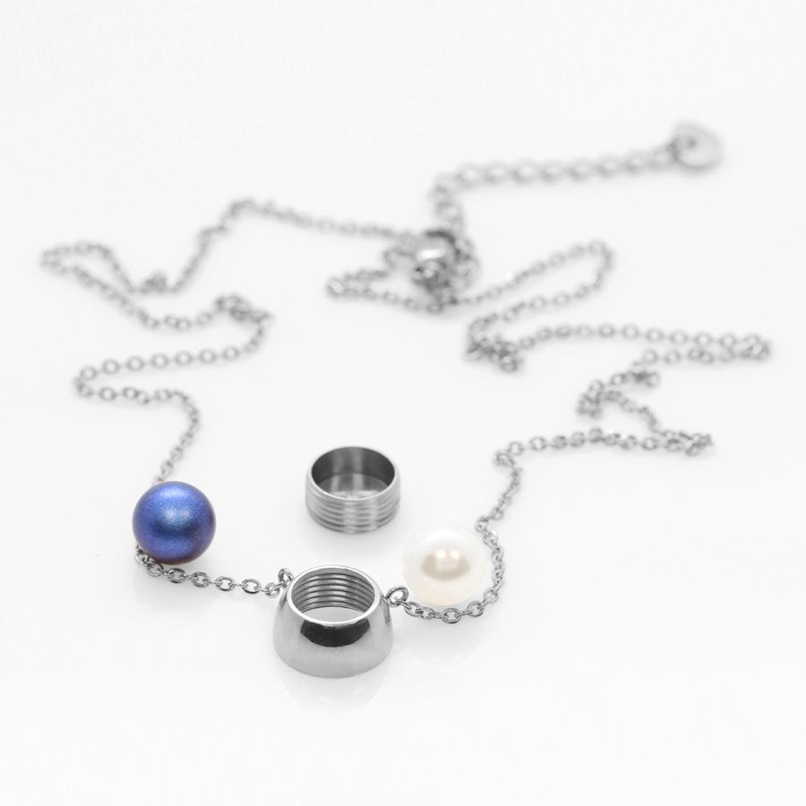 Ocelový náhrdelník Pearl Change-N-Go s perlou Swarovski 8mm - Crystal White