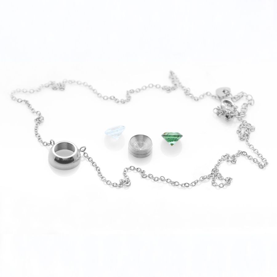 Ocelový náhrdelník Chaton Change-N-Go s krystalem Swarovski 8mm - Crystal F